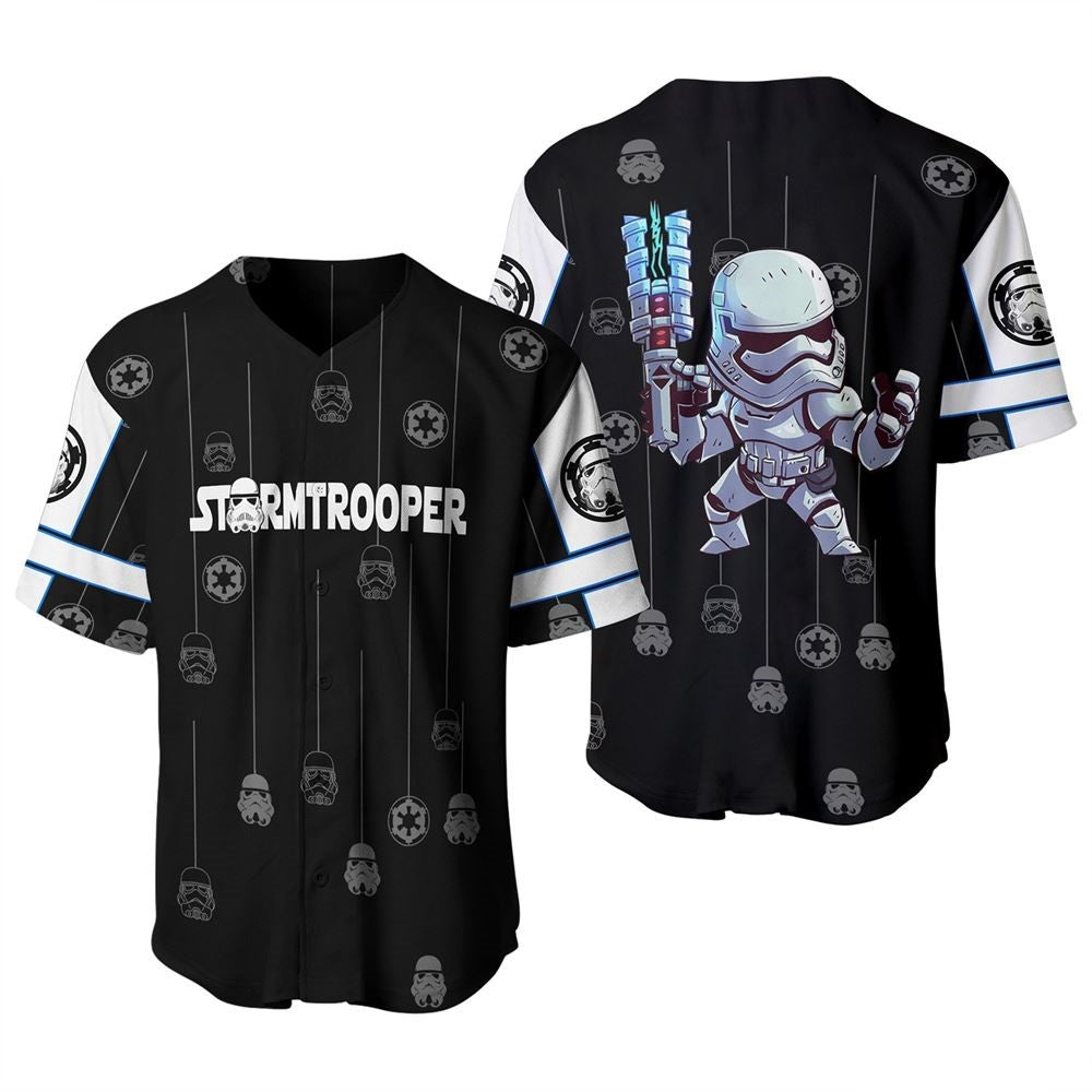 SW Baseball Jersey Stormtrooper Pattern SW Jersey Shirt Black White Unisex Adult New Release