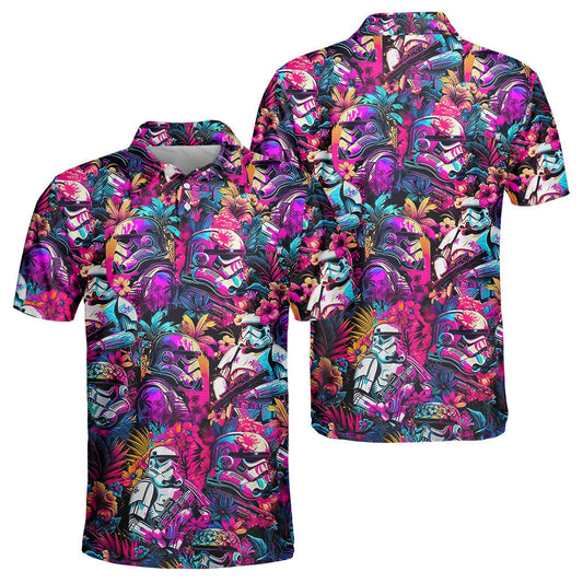 SW Polo Shirt Stormtrooper Tropical Forest Pattern Polo Tees Colorful