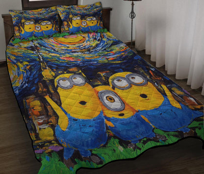 Minions Bedding Set Starry Night Minions Painting Graphic Duvet Covers Colorful Unique Gift