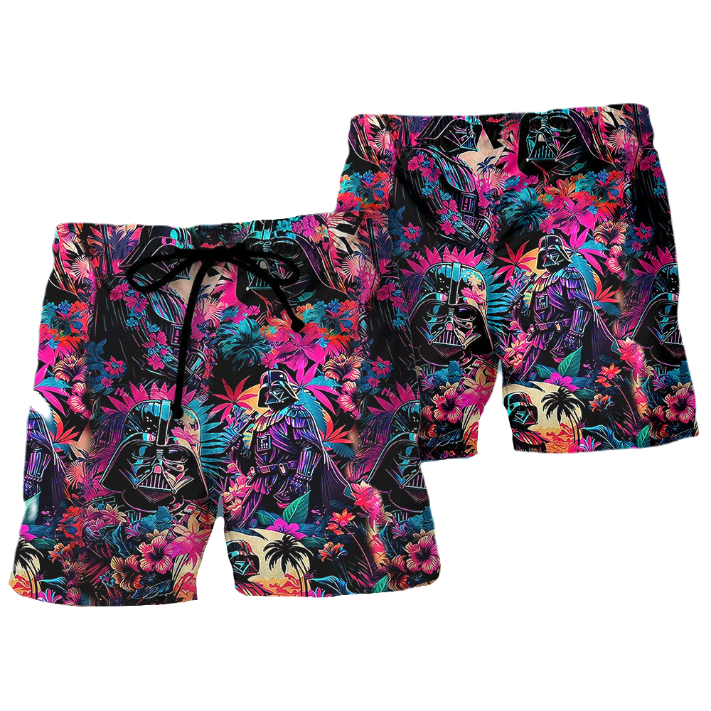 SW Shorts SW Darth Vader Tropical Flora Pattern Beach Shorts Colorful