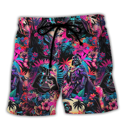 SW Shorts SW Darth Vader Tropical Flora Pattern Beach Shorts Colorful