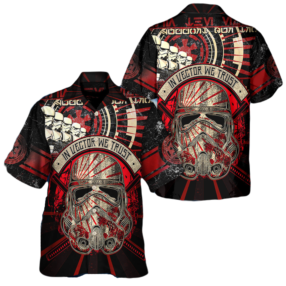 SW Hawaii Shirt Stormtrooper In Vector We Trust Hawaiian Shirt Black Red Unisex
