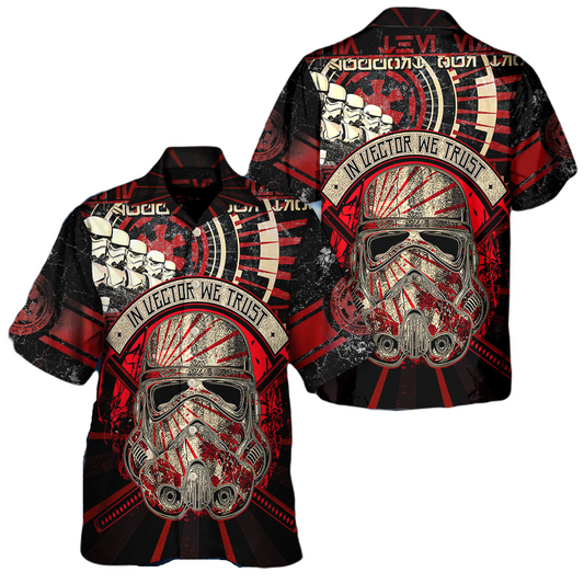 SW Hawaii Shirt Stormtrooper In Vector We Trust Hawaiian Shirt Black Red Unisex