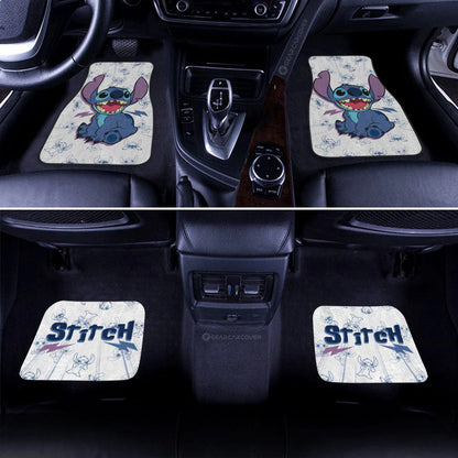 Stitch Car Mats DN Stitch Cute Poses Pattern Graphic Car Floor Mats White Blue