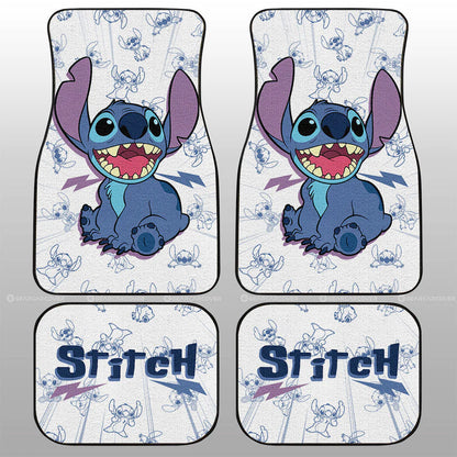 Stitch Car Mats DN Stitch Cute Poses Pattern Graphic Car Floor Mats White Blue