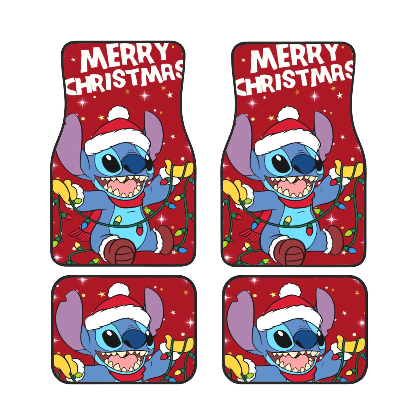 Stitch Car Mats Stitch With Lights Merry Christmas Car Floor Mats Red Blue