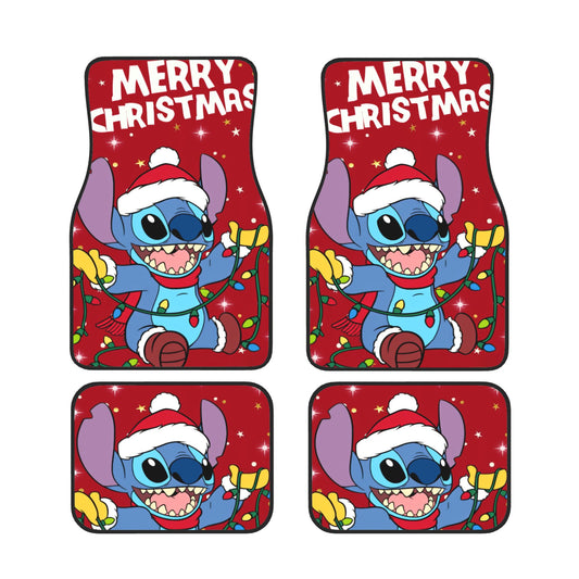 Stitch Car Mats Stitch With Lights Merry Christmas Car Floor Mats Red Blue