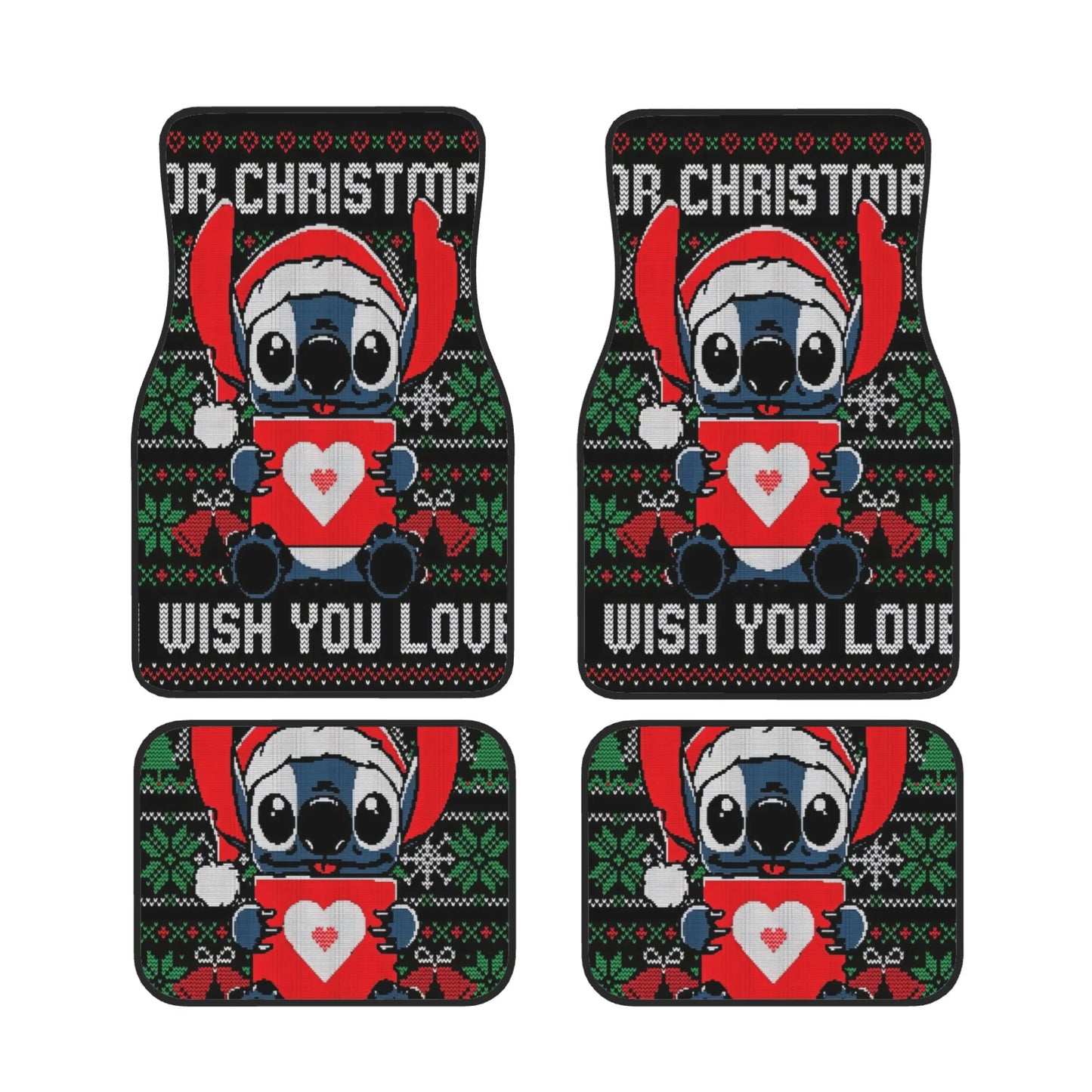 Stitch Car Mats Stitch Merry Christmas Wish You Love Car Floor Mats Colorful