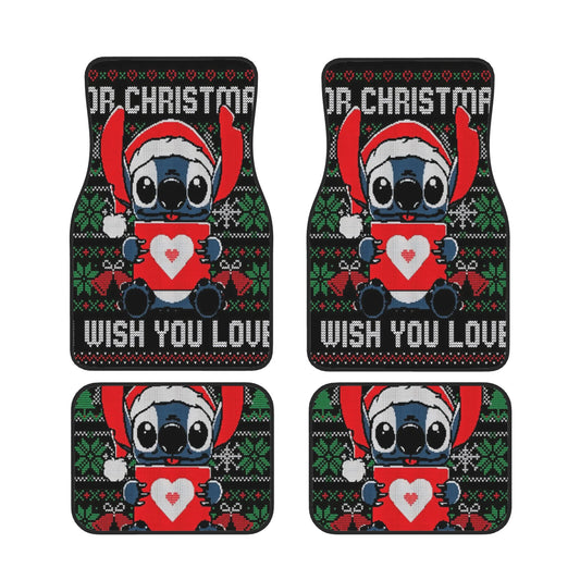 Stitch Car Mats Stitch Merry Christmas Wish You Love Car Floor Mats Colorful