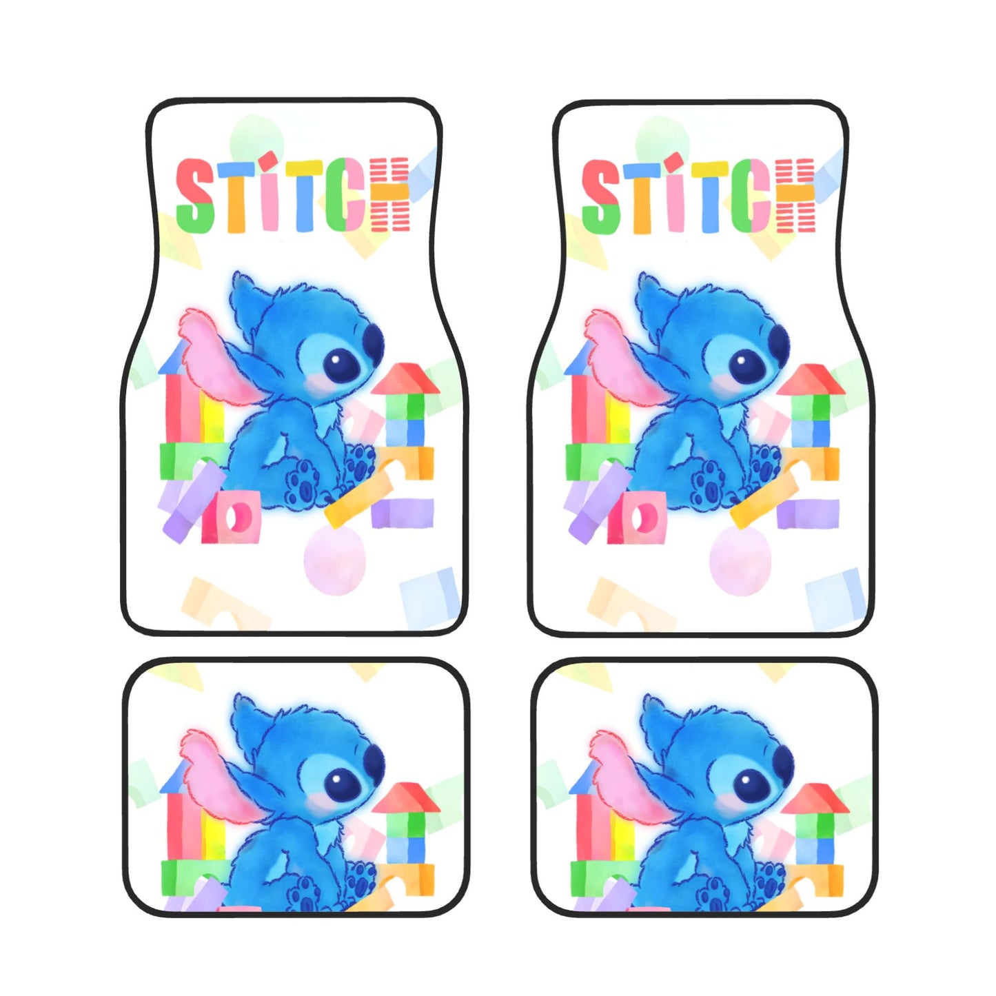 Stitch Car Mats Stitch With Block Toys Pattern Car Floor Mats Colorful