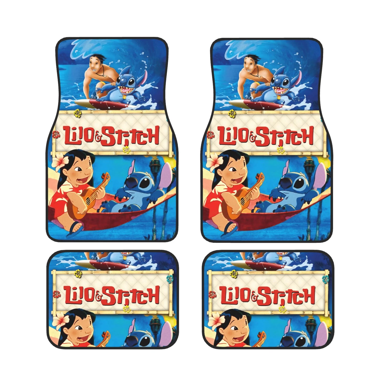 Stitch Car Mats Stitch With Lilo On The Hammock Graphic Car Floor Mats Colorful