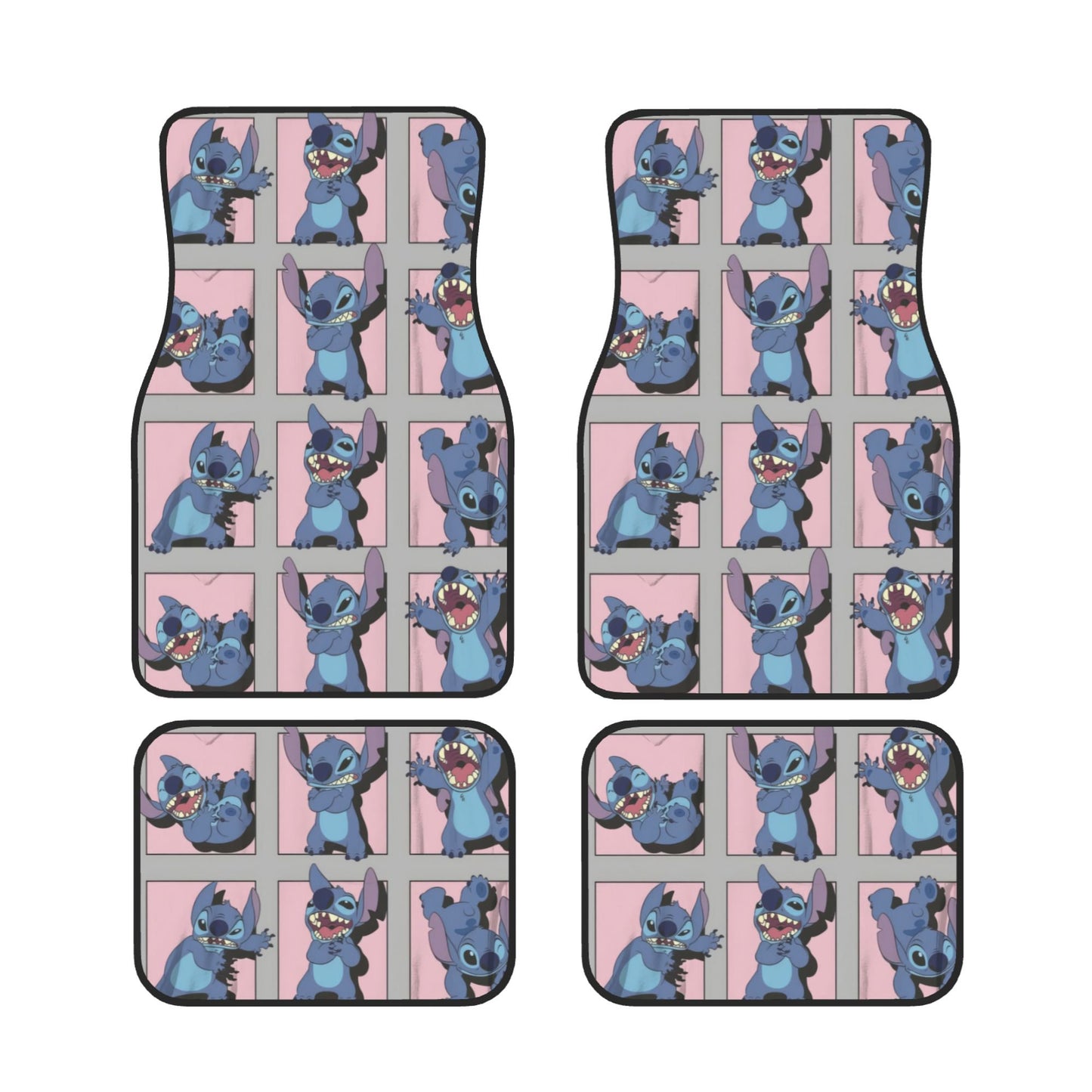 Stitch Car Mats Stitch All Poses And Emotions Pattern Car Floor Mats Blue Pink