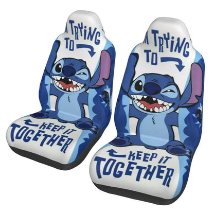 Stitch Car Seat Covers DN Trying To Keep It Together Seat Covers Blue White