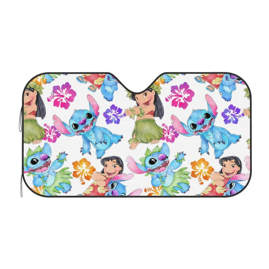 Stitch Car Sun Shade Dancing Hula Stitch And Lilo Pattern Winshield Sun Shade Colorful