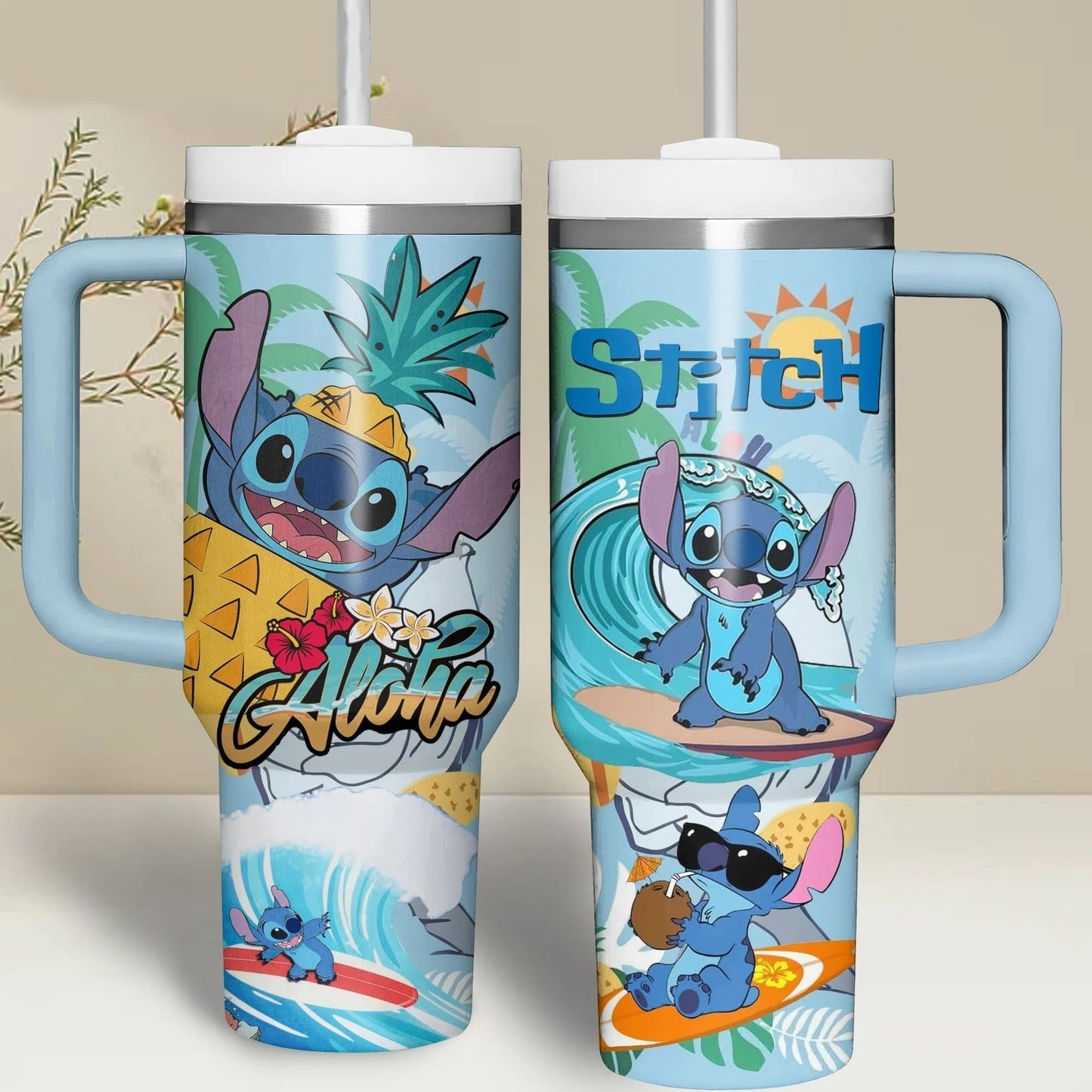 Stitch 40 Oz Tumbler Aloha Stitch Summer Beach Tumbler 40 Oz Colorful