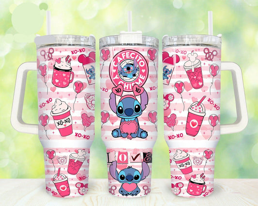 Stitch 40 Oz Tumbler Stitch Coffee Cups Pattern Tumbler 40 Oz Pink