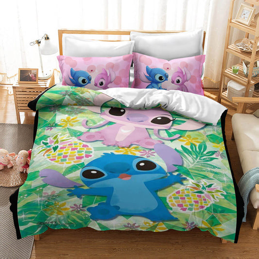 Stitch Bedding Set DN Angel And Stitch Pinesapples Pattern Duvet Covers Colorful Unique Gift