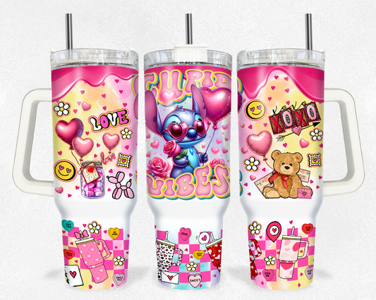 Stitch 40 Oz Tumbler Stitch Love Stitch Cupid Vibes Tumbler 40 Oz Pink