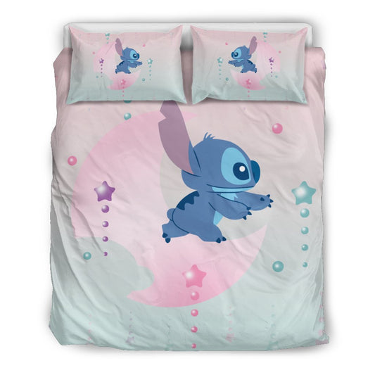 Stitch Bedding Set DN Stitch And Stars Pattern Graphic Duvet Covers Pink Blue Unique Gift