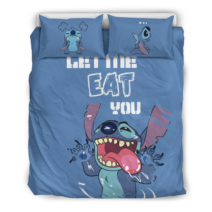 Stitch Bedding Set DN Let Me Eat You Stitch Graphic Duvet Covers Blue Unique Gift