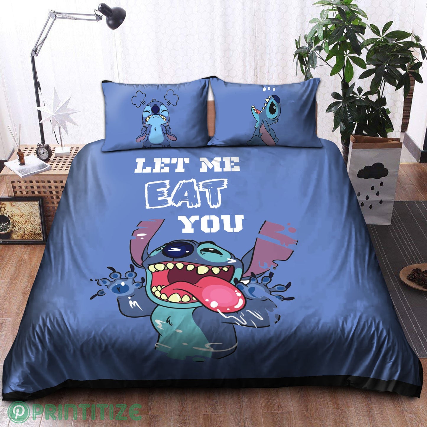 Stitch Bedding Set DN Let Me Eat You Stitch Graphic Duvet Covers Blue Unique Gift