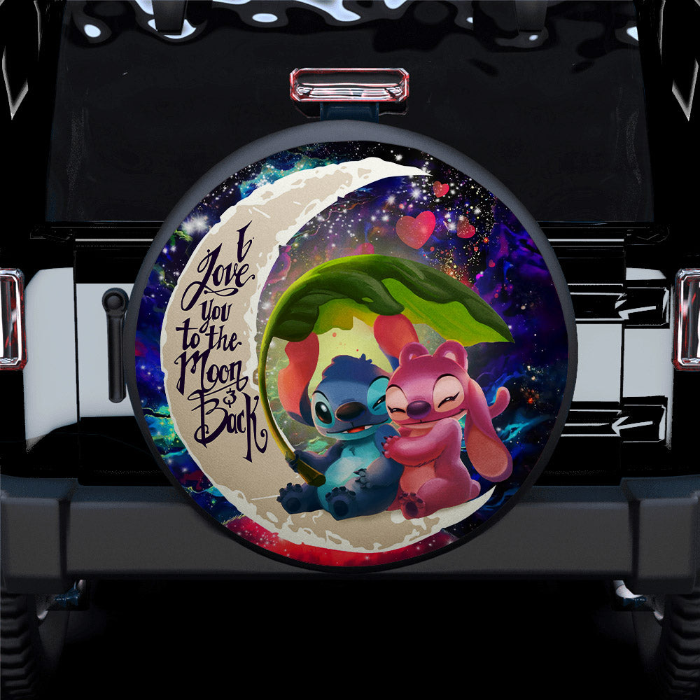 Stitch Spare Tire Cover DN Stitch Angel Love You To The Moon Tire Covers Colorful