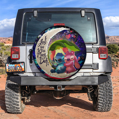 Stitch Spare Tire Cover DN Stitch Angel Love You To The Moon Tire Covers Colorful