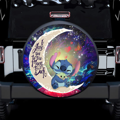 Stitch Spare Tire Cover DN Stitch Hold Baby Yoda Love You To The Moon Tire Covers White Blue