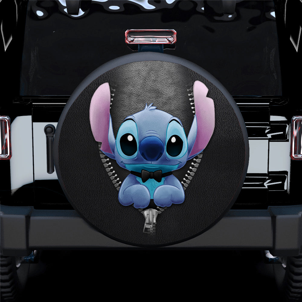 Stitch Spare Tire Cover DN Stitch Wear Bow Zipper Graphic Tire Covers Black Blue