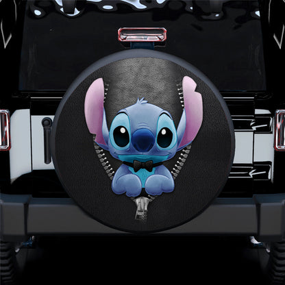 Stitch Spare Tire Cover DN Stitch Wear Bow Zipper Graphic Tire Covers Black Blue