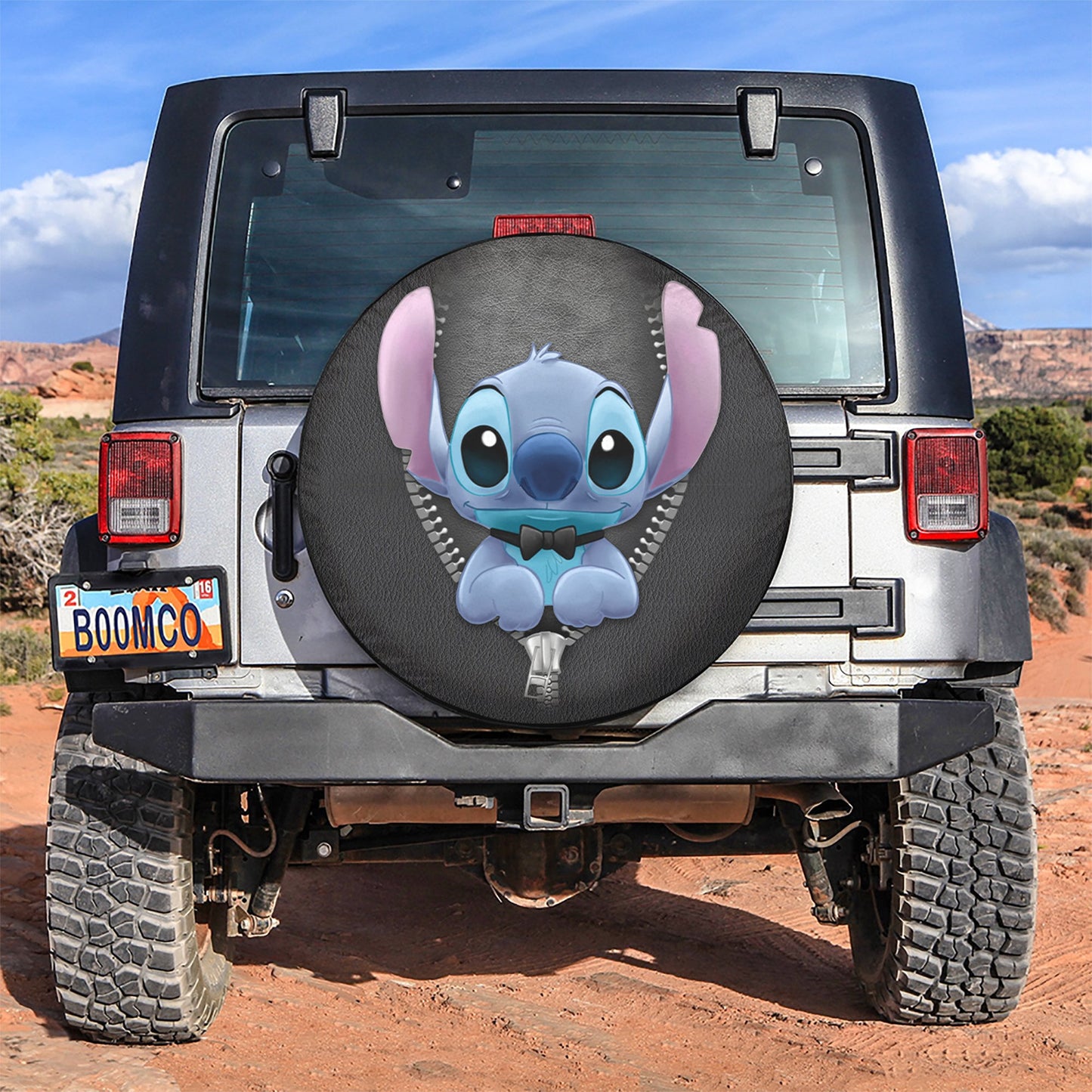 Stitch Spare Tire Cover DN Stitch Wear Bow Zipper Graphic Tire Covers Black Blue