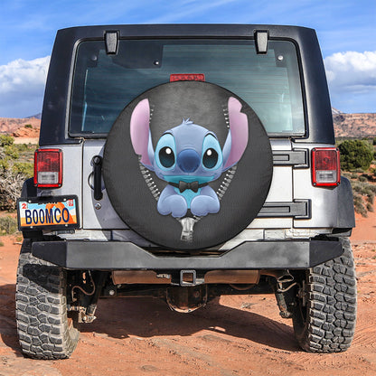 Stitch Spare Tire Cover DN Stitch Wear Bow Zipper Graphic Tire Covers Black Blue
