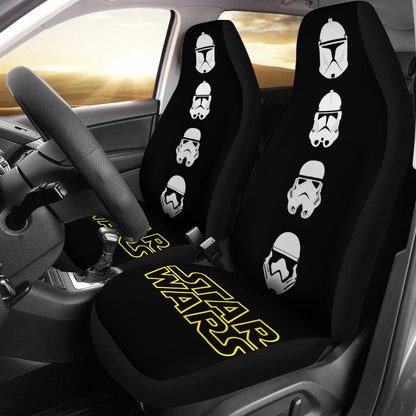 SW Car Seat Covers Stormstrooper Head All Times Pattern Seat Covers Black White