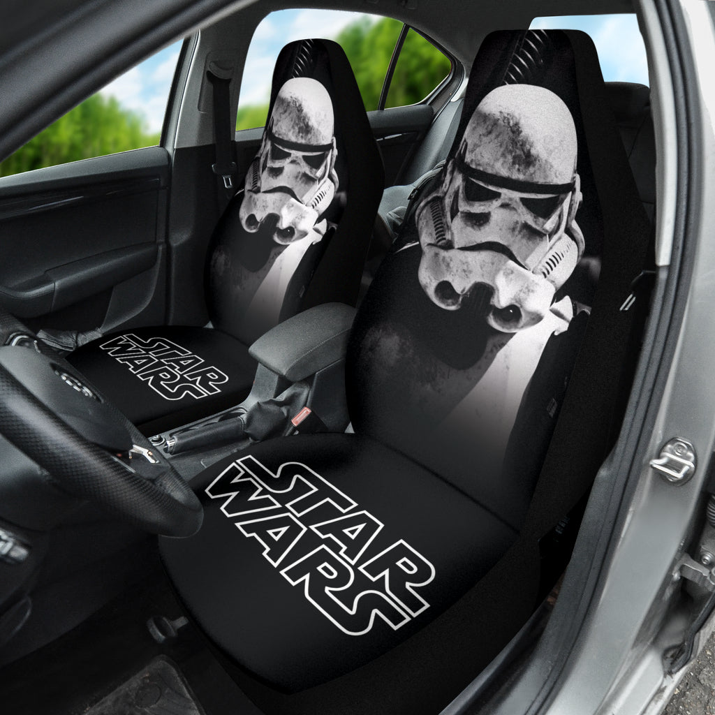 SW Car Seat Covers Stormstrooper Face Helmet Cosplay Seat Covers White