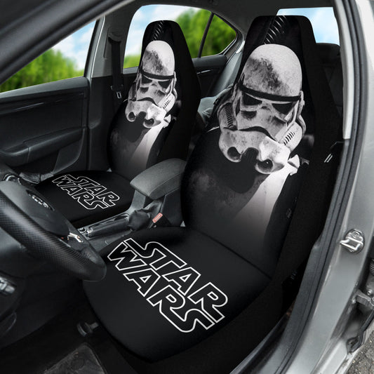 SW Car Seat Covers Stormstrooper Face Helmet Cosplay Seat Covers White