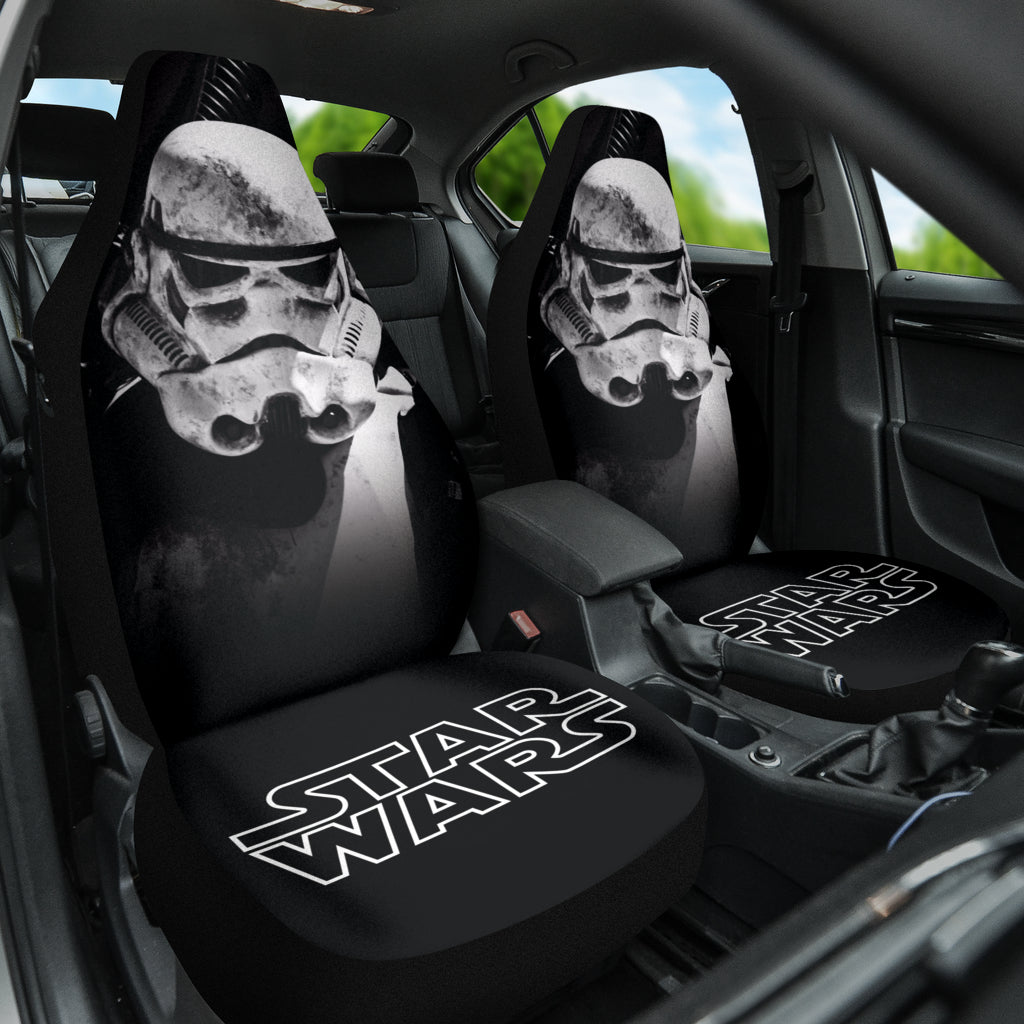 SW Car Seat Covers Stormstrooper Face Helmet Cosplay Seat Covers White