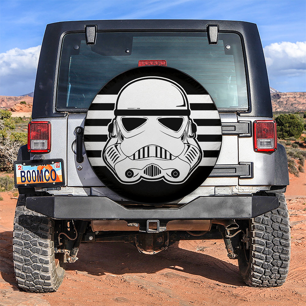 SW Spare Tire Cover SW Stormtrooper Face Helmet Tire Covers Black White