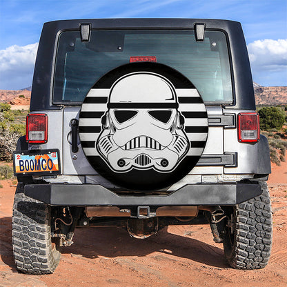 SW Spare Tire Cover SW Stormtrooper Face Helmet Tire Covers Black White