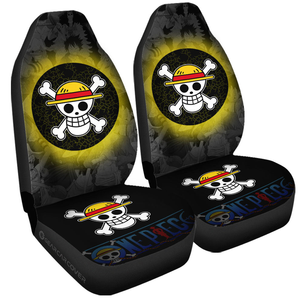 One Piece Car Seat Covers Straw Hat Pirates Flag Seat Covers Black