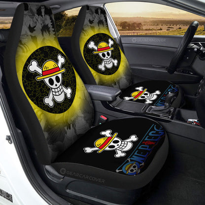 One Piece Car Seat Covers Straw Hat Pirates Flag Seat Covers Black