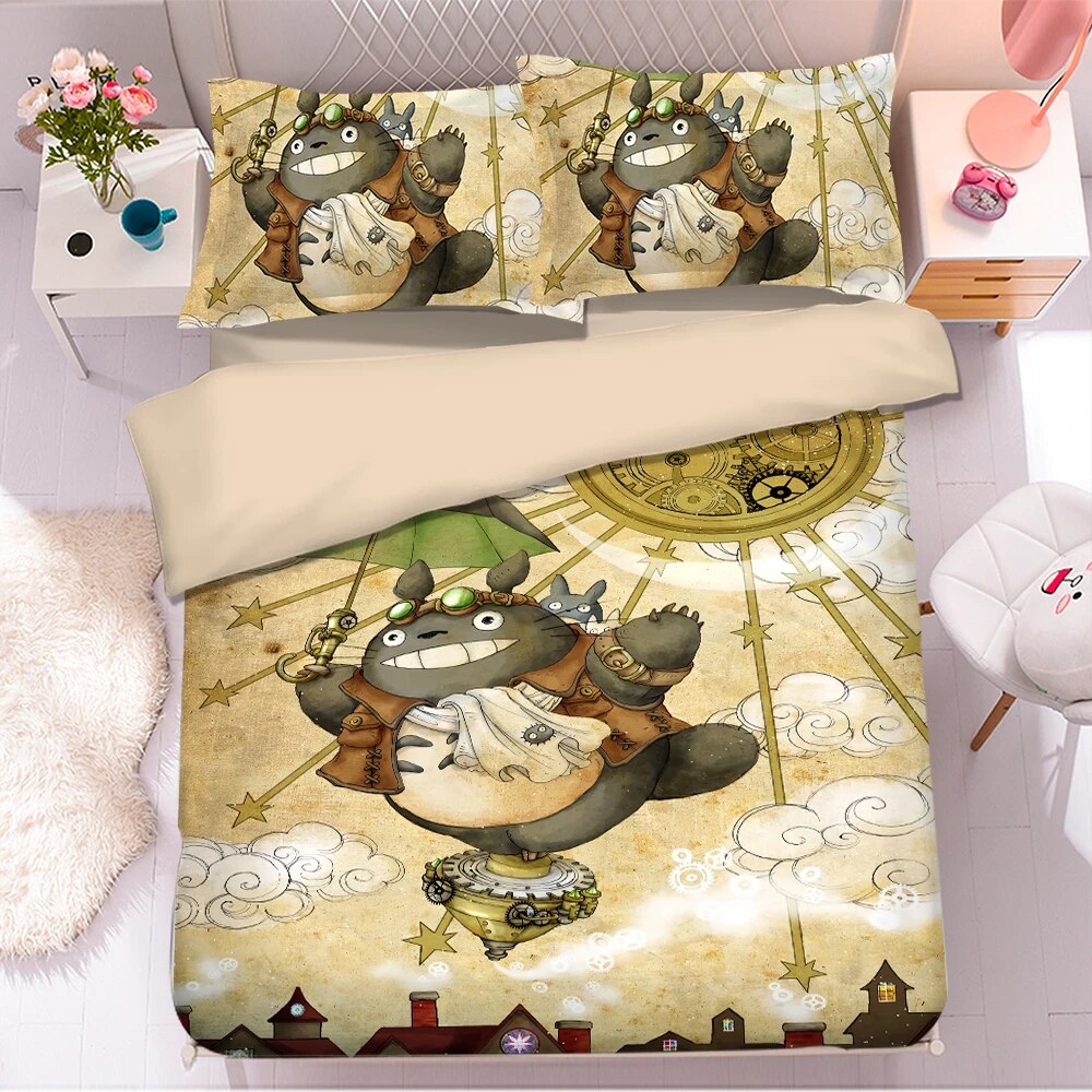 SGhibli Bedding Set SGhibli Totoro Art Graphic Duvet Covers Yellow Unique Gift