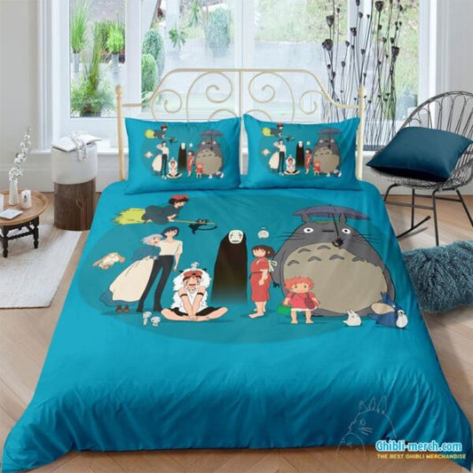 SGhibli Bedding Set SGhibli Main Characters Graphic Duvet Covers Blue Unique Gift