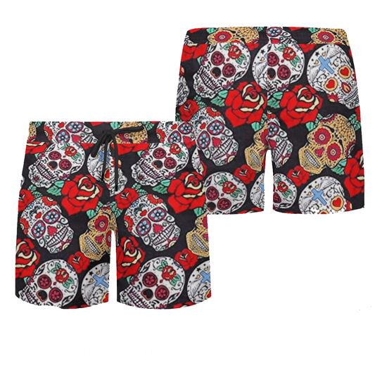 Skull Shorts Different Art Style Sugar Skull Beach Shorts Colorful