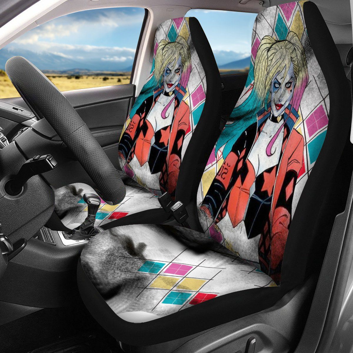 Harley Quinn Car Seat Covers DC Suicide Squad Harley Quinn Graphic Seat Covers Colorful