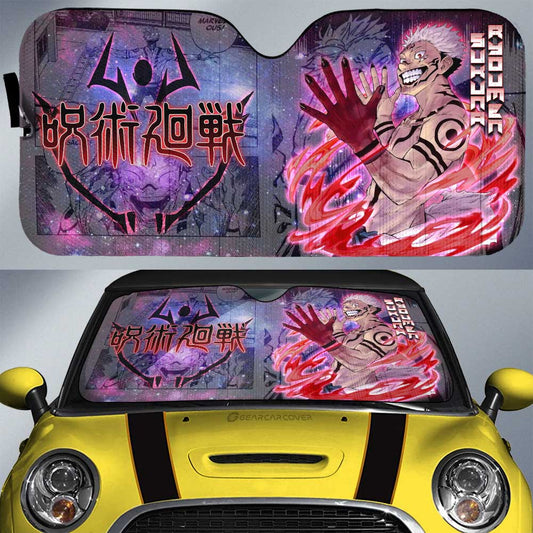 Jujutsu Kaisen Car Sun Shade Sukuna Ryoumen Galaxy Manga Pattern Winshield Sun Shade Purple Pink