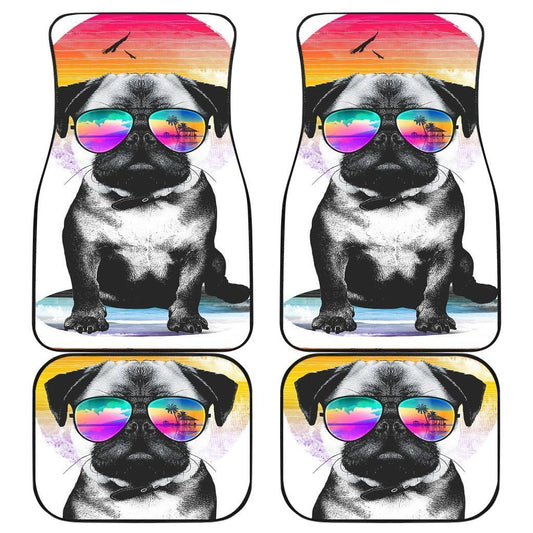 Dog Car Floor Mats Cool Summer Pug Dog Pet with Sunglasses Car Mats