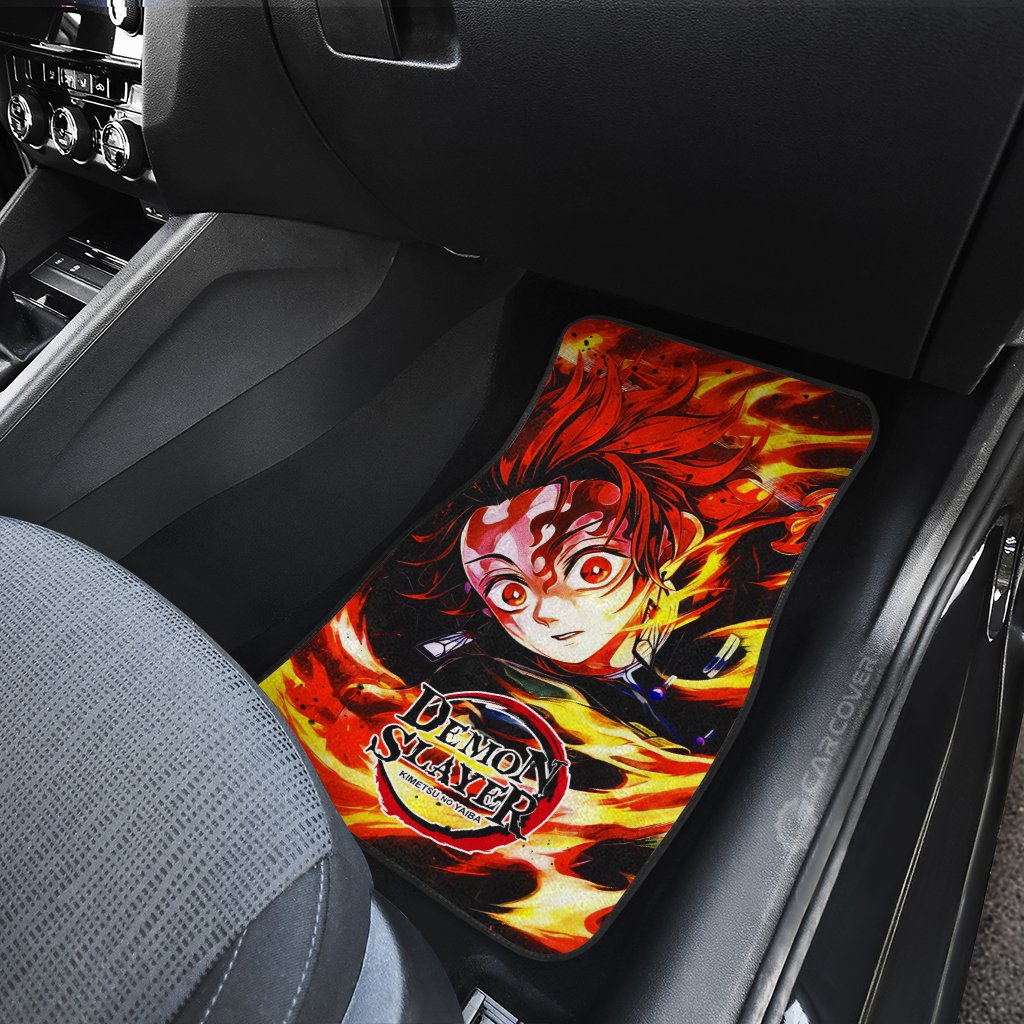 Demon Slayer Car Mats Sun Breathing Tanjiro Car Floor Mats Anime Demon Slayer Car Floor Mats