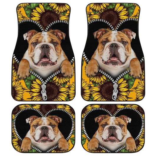 Dog Car Floor Mats Sunflower Field Bulldog Inside Zipper Car Mats