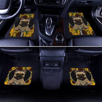 Dog Car Floor Mats Sunflower Field French Bulldog Inside Zipper Car Mats