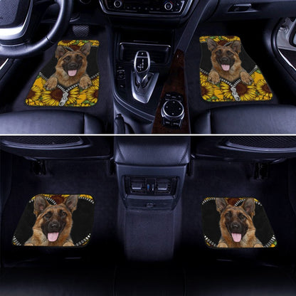 Dog Car Floor Mats Sunflower Field German Shepherd Inside Zipper Car Mats